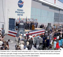 Astronaut John H. Glenn Jr. was honored by President John F. Kennedy