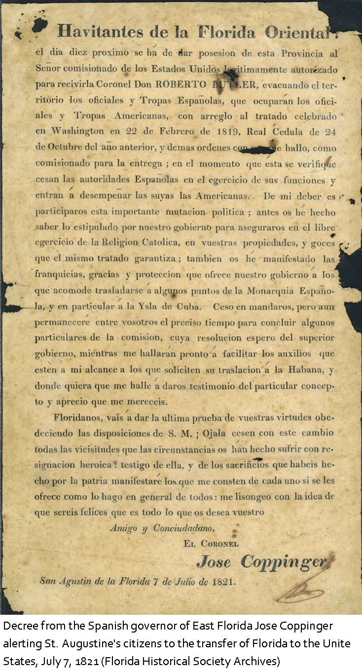 Treaty signed ceding the Floridas from Spain to the United States Treaty signed ceding the Floridas from Spain to the United States