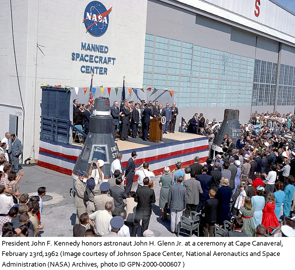 Astronaut John H. Glenn Jr. was honored by President John F. Kennedy Astronaut John H. Glenn Jr. was honored by President John F. Kennedy
